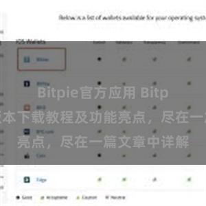 Bitpie官方应用 Bitpie钱包最新版本下载教程及功能亮点，尽在一篇文章中详解