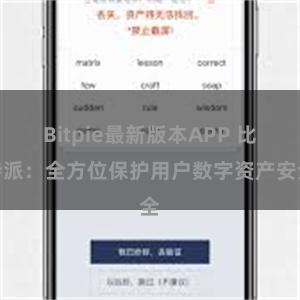 Bitpie最新版本APP 比特派：全方位保护用户数字资产安全